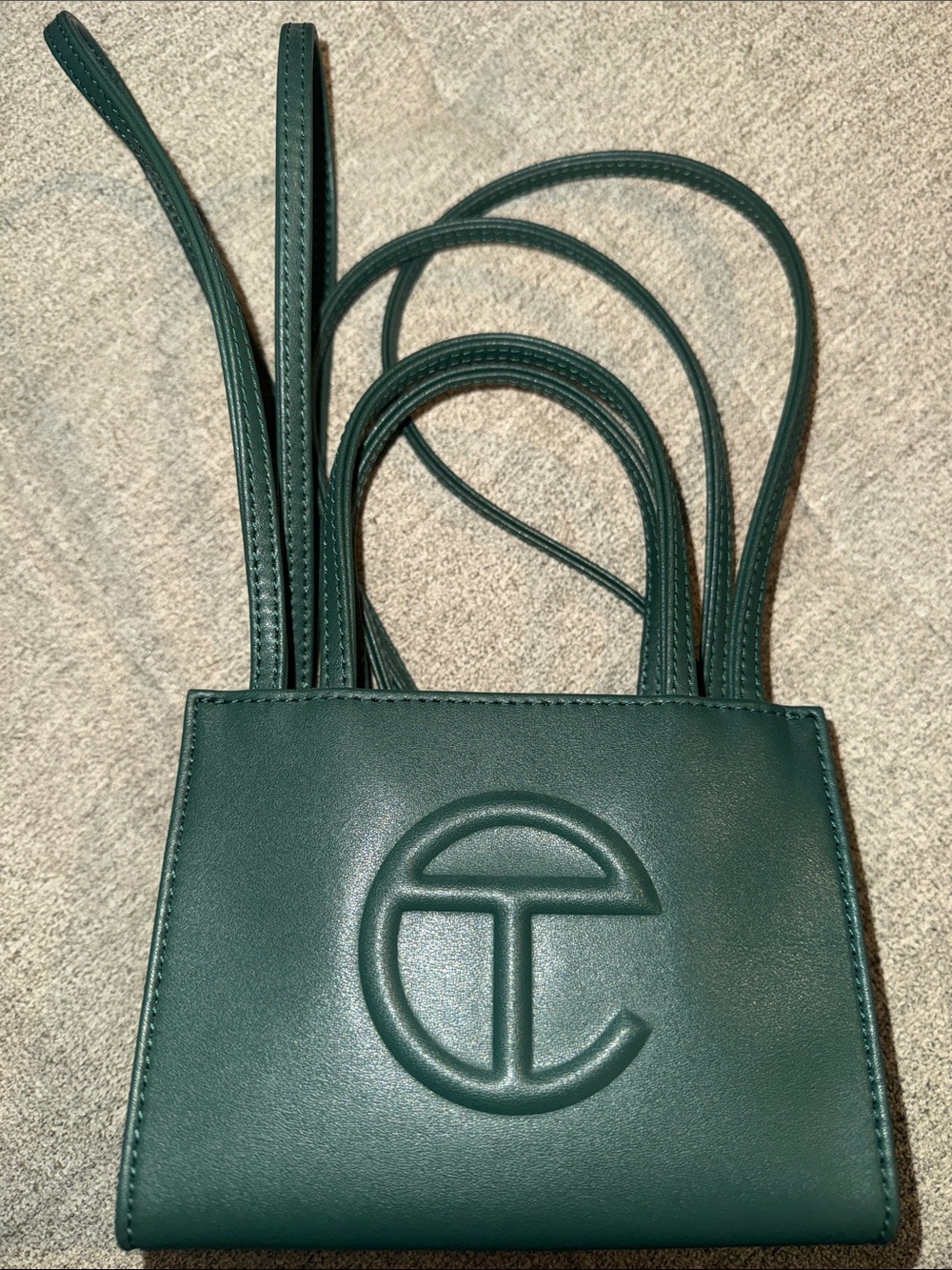 Telfar Dark Green Mini Shopper with Embossed Logo